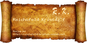 Reichsfeld Kristóf névjegykártya